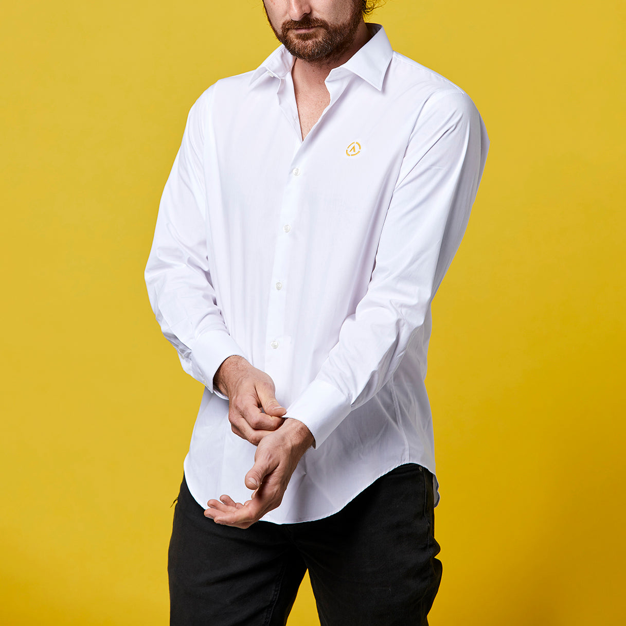 Mens Button Up Long Sleeve - White