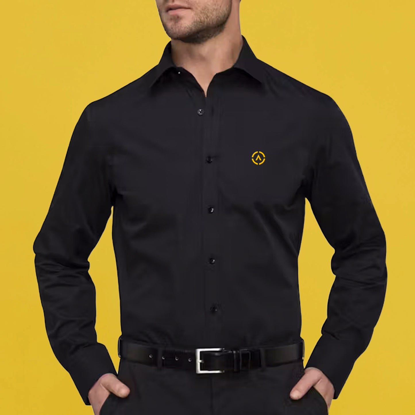Mens Button Up Long Sleeve - Black