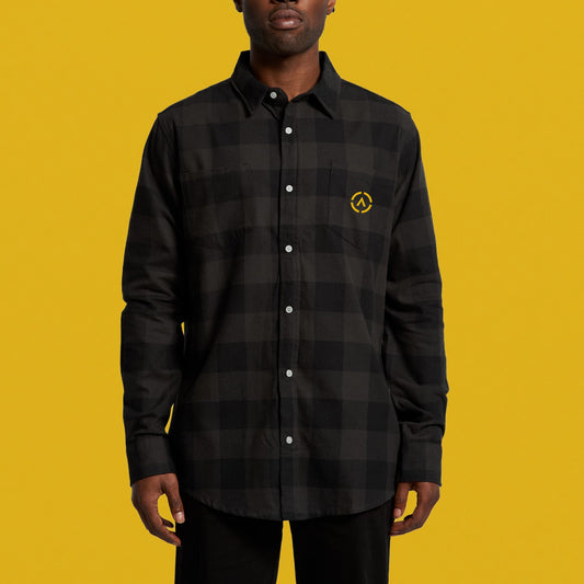 Unisex Checkered Flannelette Shirt - Black/Grey
