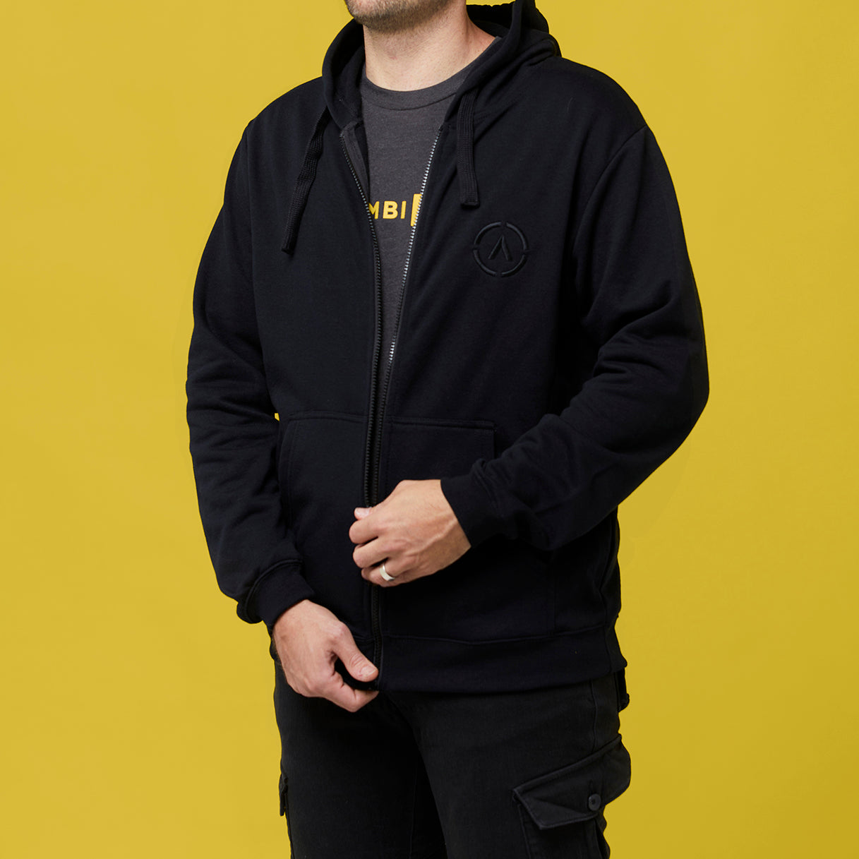 Unisex Zip-Up Hoodie - Black